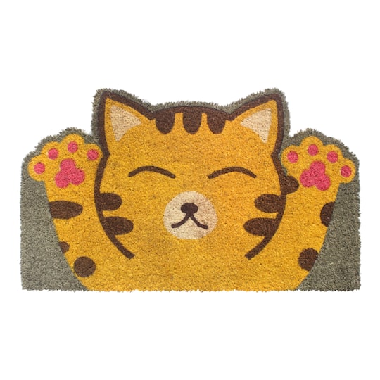 RugSmith Multicolor Machine Tufted Happy Cat Doormat